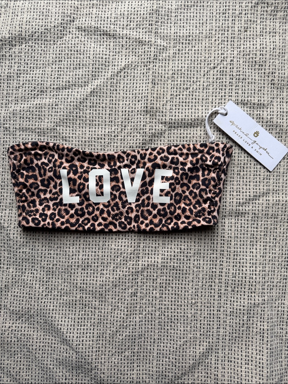 Spiritual Gangster Leopard Print Bandeau with LOVE - Pink/Black